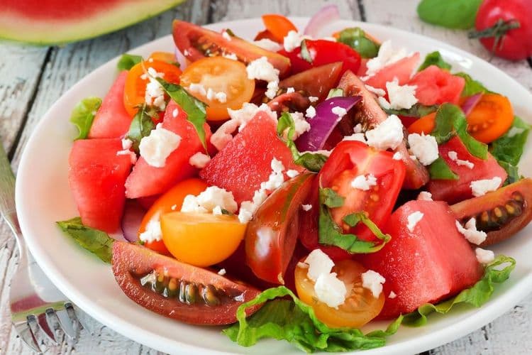 Bright and Festive Watermelon Tomato Salad