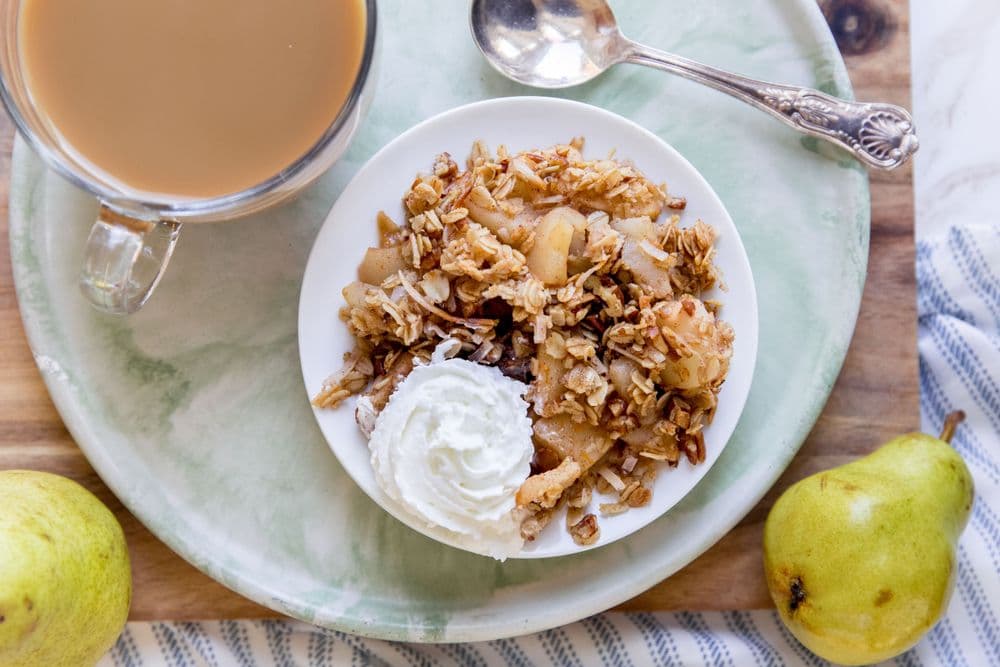 Coconut, Pear, and Date Crumble